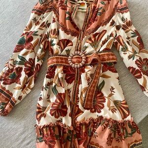 Farm Rio Puff Sleeve Mini Dress with Belt